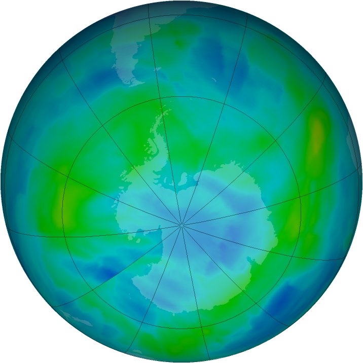 Antarctic ozone map for 22 March 2013
